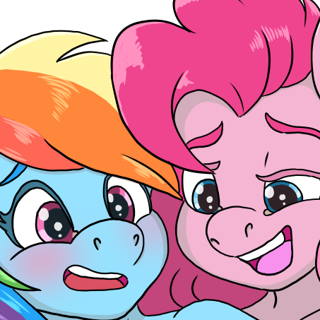 Pinkie Pie tickling Rainbow Dash til she pees.