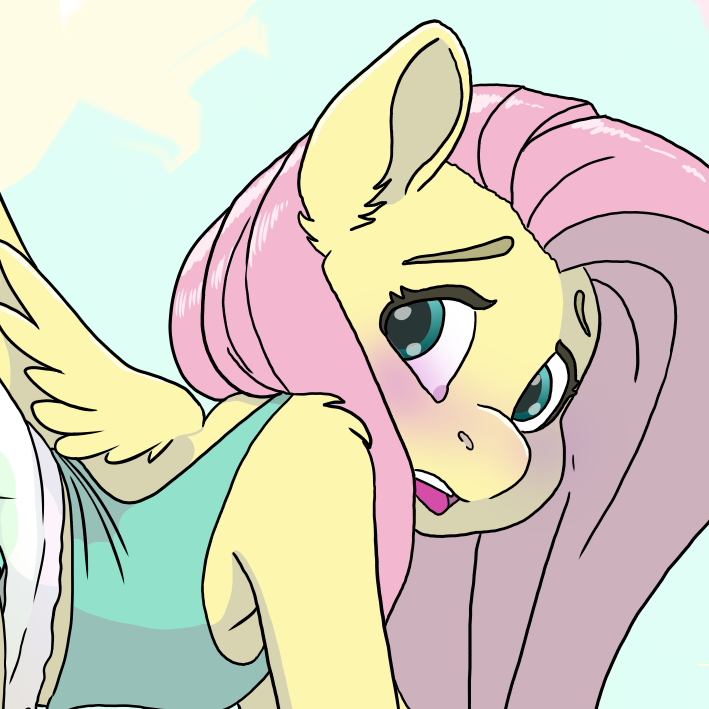 Fluttershy Wet and bending over a squishy ball.